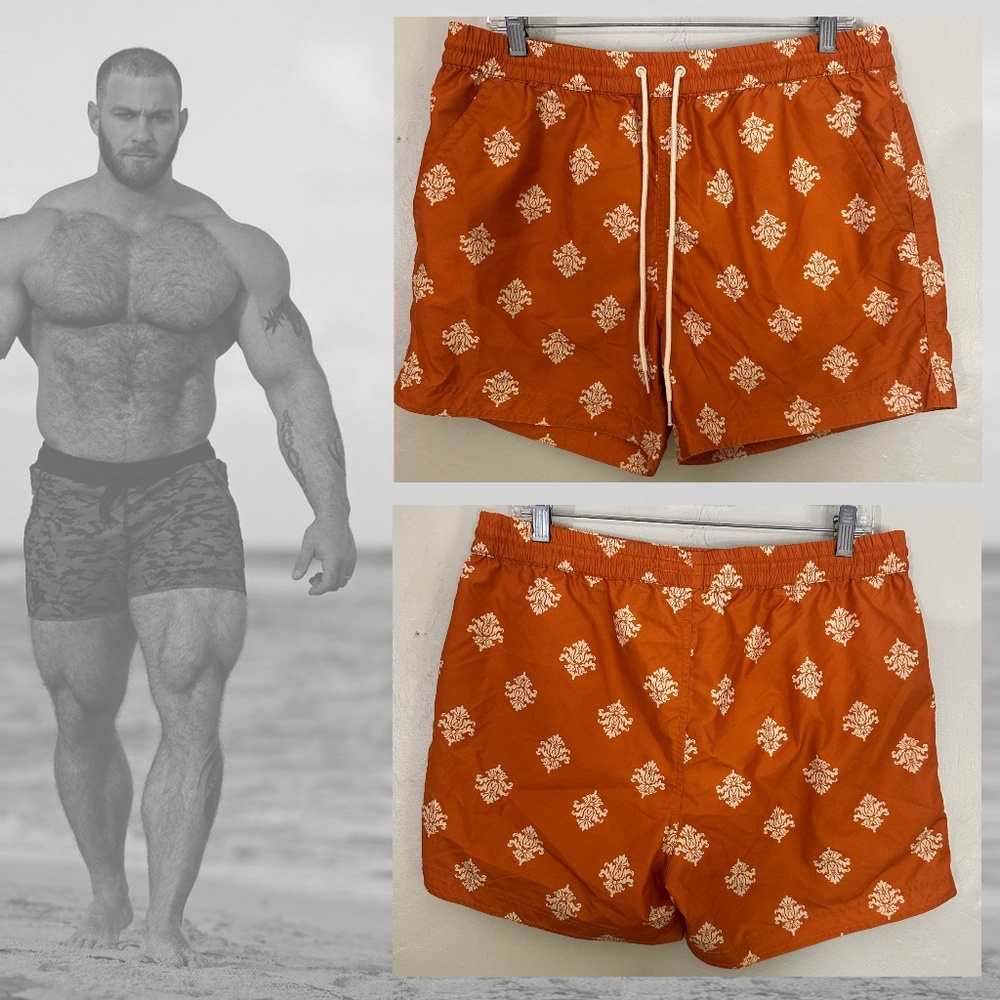 South Beach Swim Trunks Large 34-40" waist 5" inseam Gently worn 100% polyester
